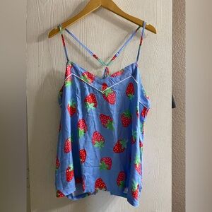 Pj Salvage Strawberry Blue Tank Pajama  top size XL NWT